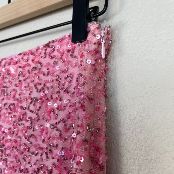 Retrofete Lexie Sequin Skirt Bubblegum Pink Mini Beaded XXS NWT Barbiecore Girly - Picture 9 of 15